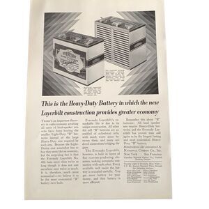 Vintage 1927 Eveready Heavy Duty Battery Ad Advertisement